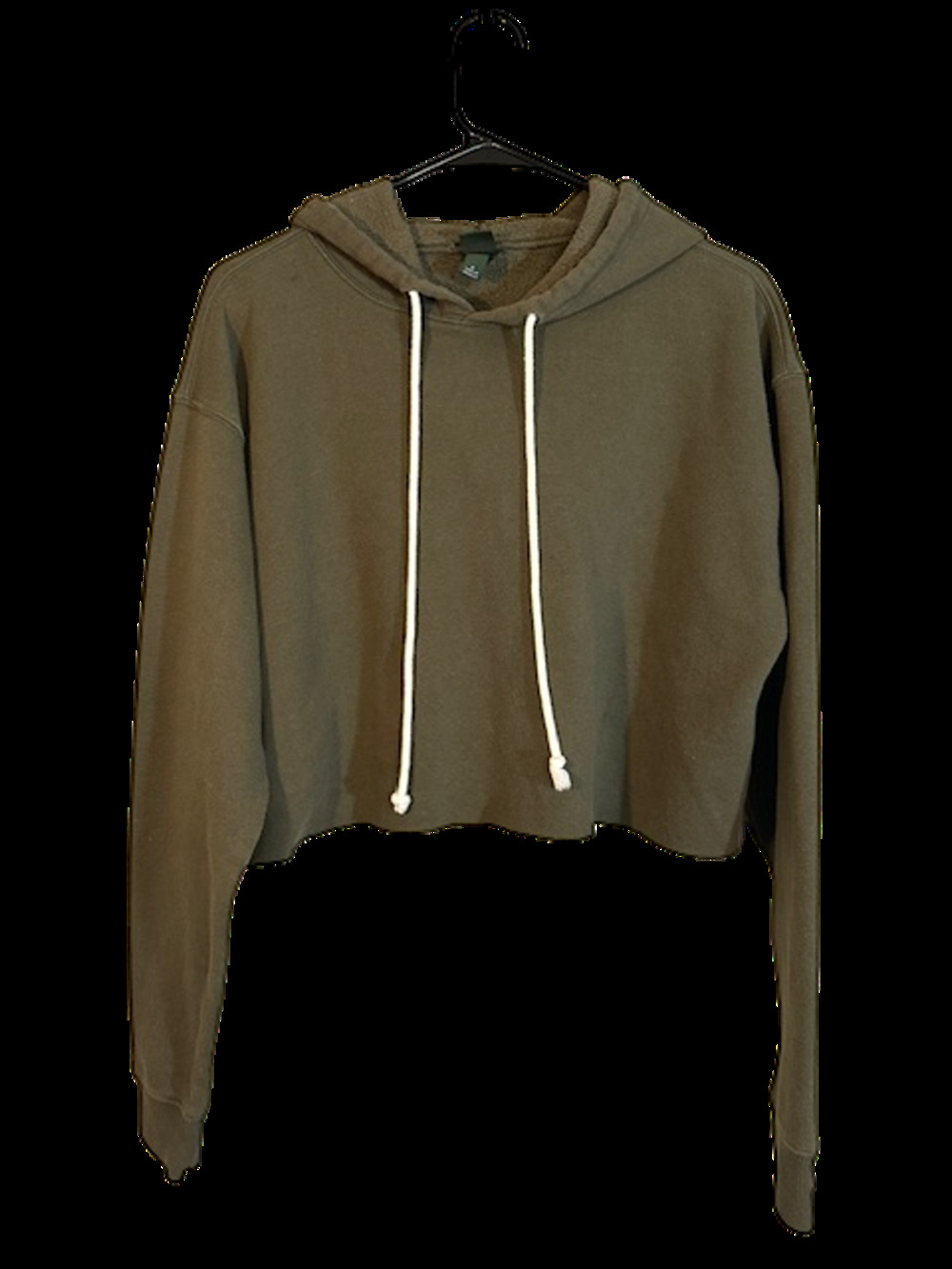 Wild Fable Olive Cropped Hooded Cut Off Casual Pullover Sweatshirt Women Sz S